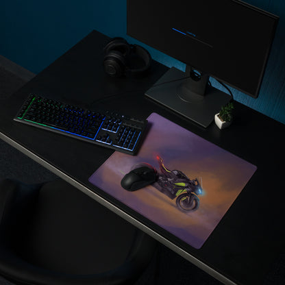 Ducati Panigale V4 Lamborghini Inspired Large Gaming Mousepad, Matte Black and Lime Trackside Desk Mat