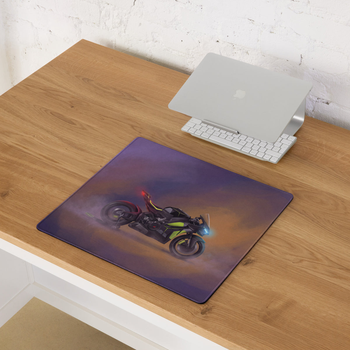 Ducati Panigale V4 Lamborghini Inspired Large Gaming Mousepad, Matte Black and Lime Trackside Desk Mat