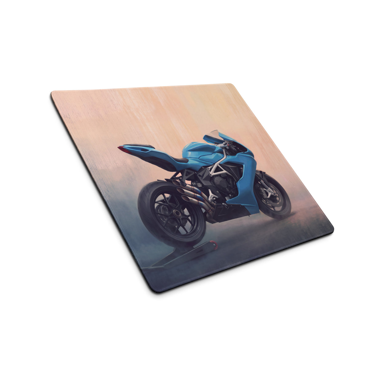MV Agusta F3 Inspired Extended Gaming Desk Mat, Blue Triple-Exhaust Superbike Mousepad