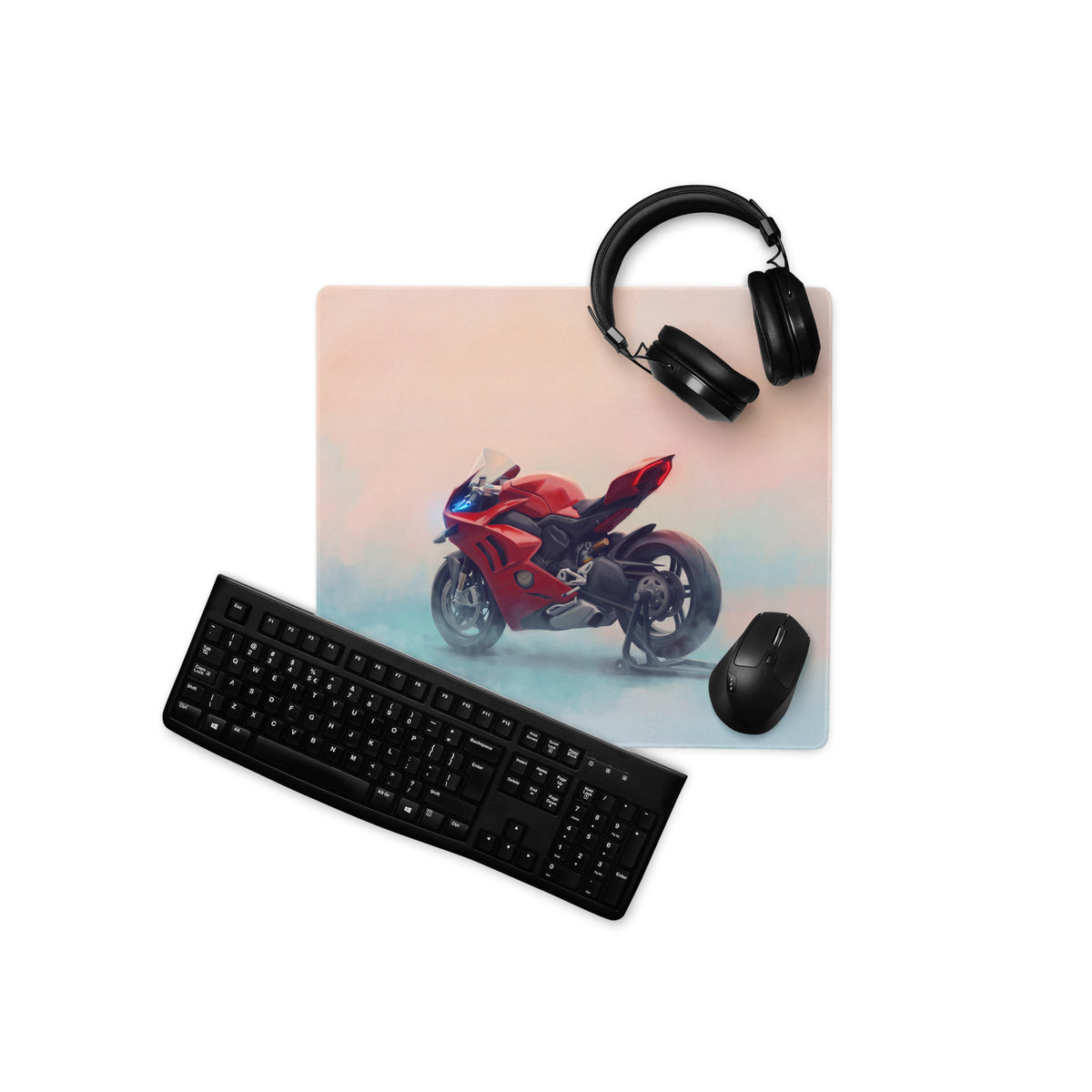 Ducati Panigale V4 Inspired Large Office Mousepad, Red Superbike Workstation Mat