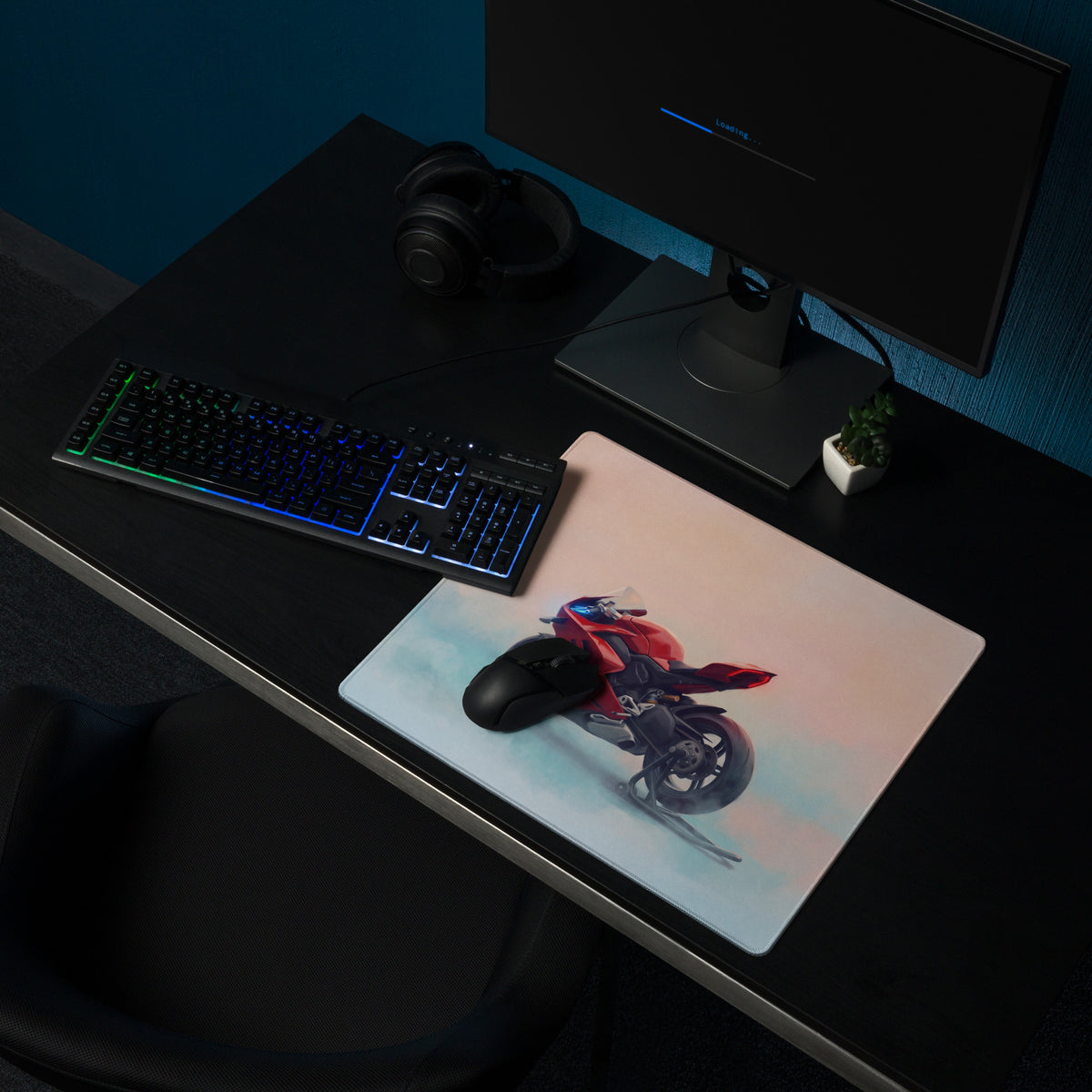 Ducati Panigale V4 Inspired Large Office Mousepad, Red Superbike Workstation Mat