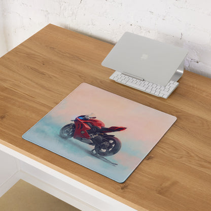 Ducati Panigale V4 Inspired Large Office Mousepad, Red Superbike Workstation Mat