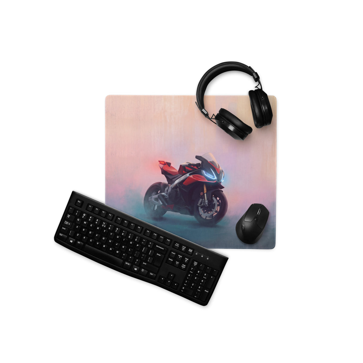 Aprilia RSV4 Inspired Extra Large Gaming Desk Mat, Red and Black Superbike Mouse Pad
