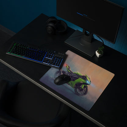 Kawasaki Ninja ZX6R Inspired Oversized Mouse Pad, Lime Green Sportbike Workspace Mat