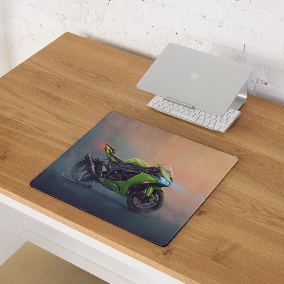 Kawasaki Ninja ZX6R Inspired Oversized Mouse Pad, Lime Green Sportbike Workspace Mat