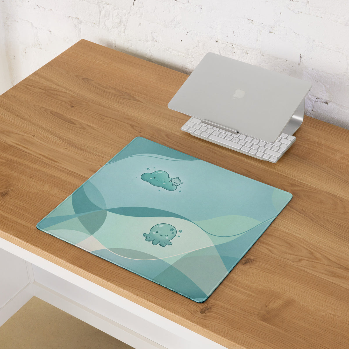 Cute Ocean Friends Gaming Mouse Pad - Blue Teal Mat For Cute Setup
