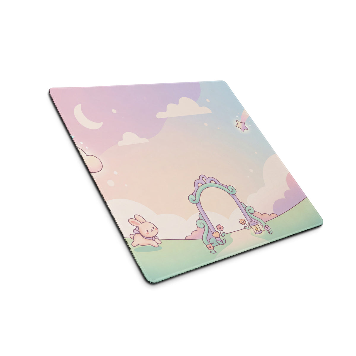 Pastel Cute Bunny Clouds Mouse Pad