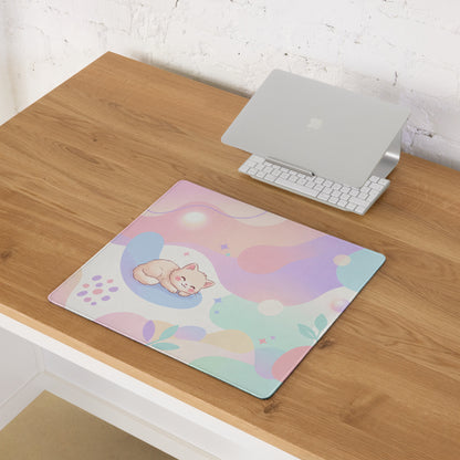 Pastel Rainbow Kitty Themed Gaming Mouse Pad