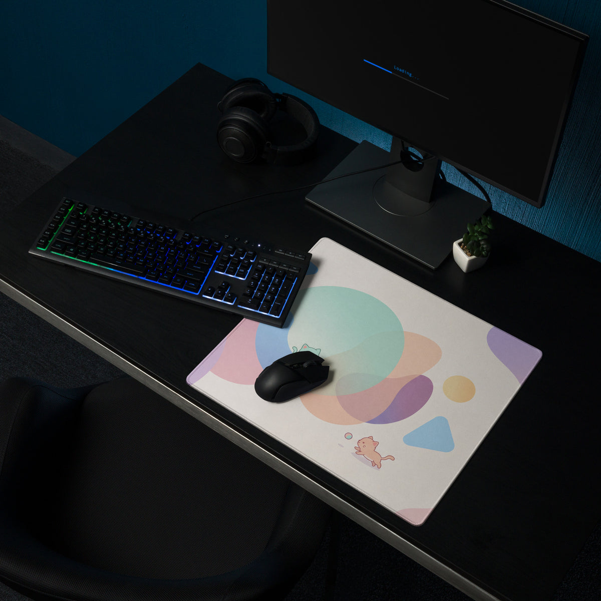 Pastel Kitty Mouse Pad Gaming Desk Mat With Cute Colors
