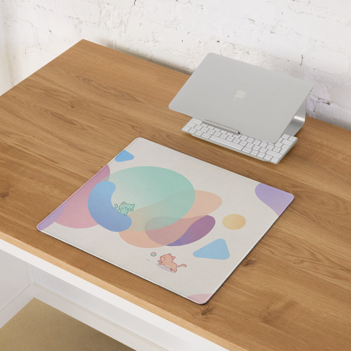 Pastel Kitty Mouse Pad Gaming Desk Mat With Cute Colors