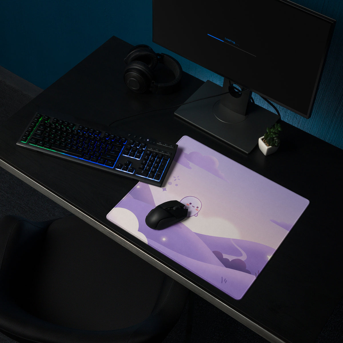 Lavender Galaxy Girl Gaming Mouse Pad Cute Theme