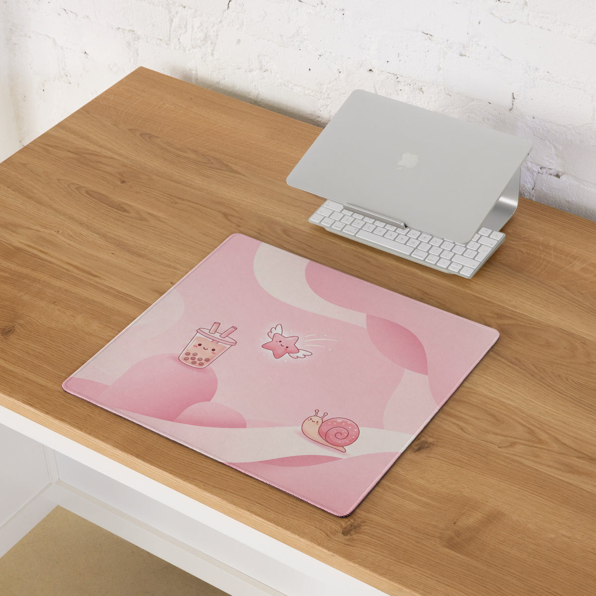 Pink Cute Cloud Bubble Tea Mouse Pad For Gamer Girl
