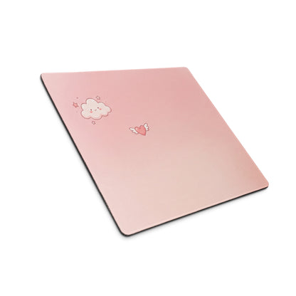 Pink Gradient Cute Cloud Hearts Gaming Mouse Pad
