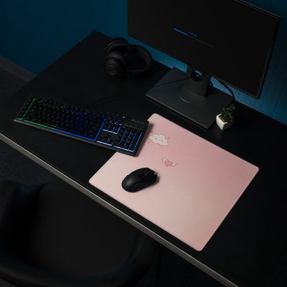 Pink Gradient Cute Cloud Hearts Gaming Mouse Pad