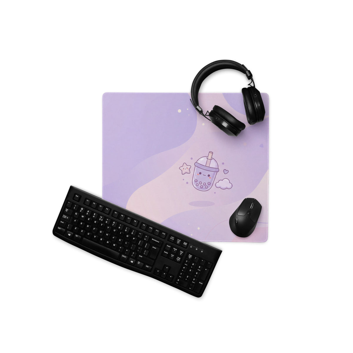 Cute Purple Galaxy Gaming Mouse Pad With Cute Stars