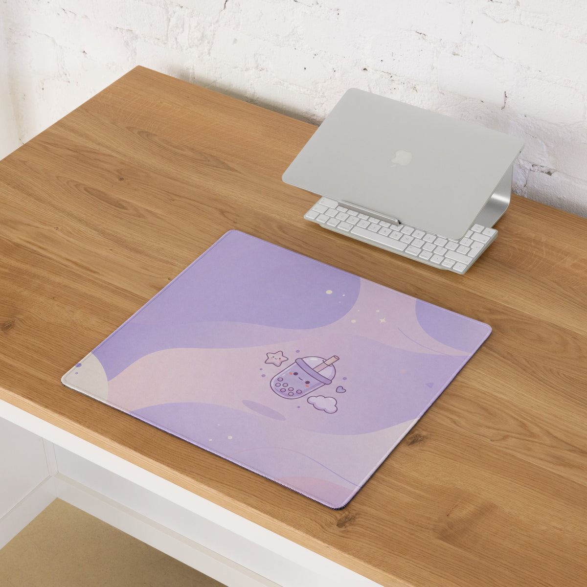 Cute Purple Galaxy Gaming Mouse Pad With Cute Stars