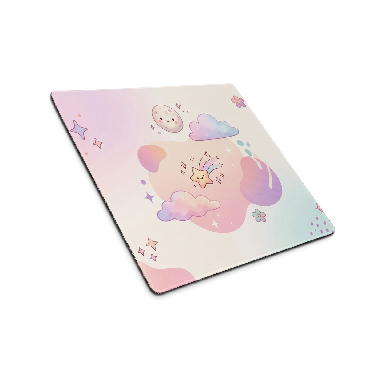 Pastel Cute Dream World Gaming Mouse Pad With Moon Bunny Cats