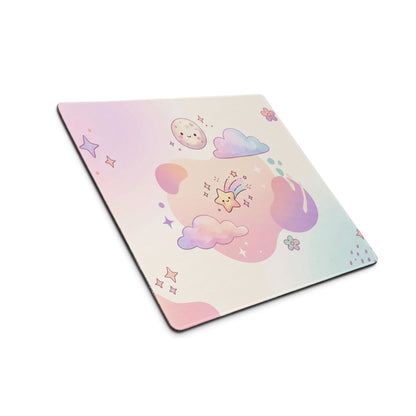 Pastel Cute Dream World Gaming Mouse Pad With Moon Bunny Cats