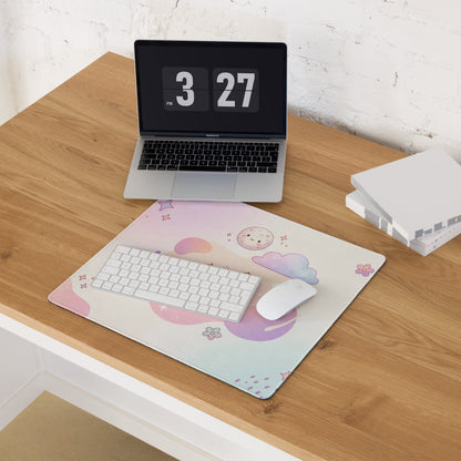 Pastel Cute Dream World Gaming Mouse Pad With Moon Bunny Cats