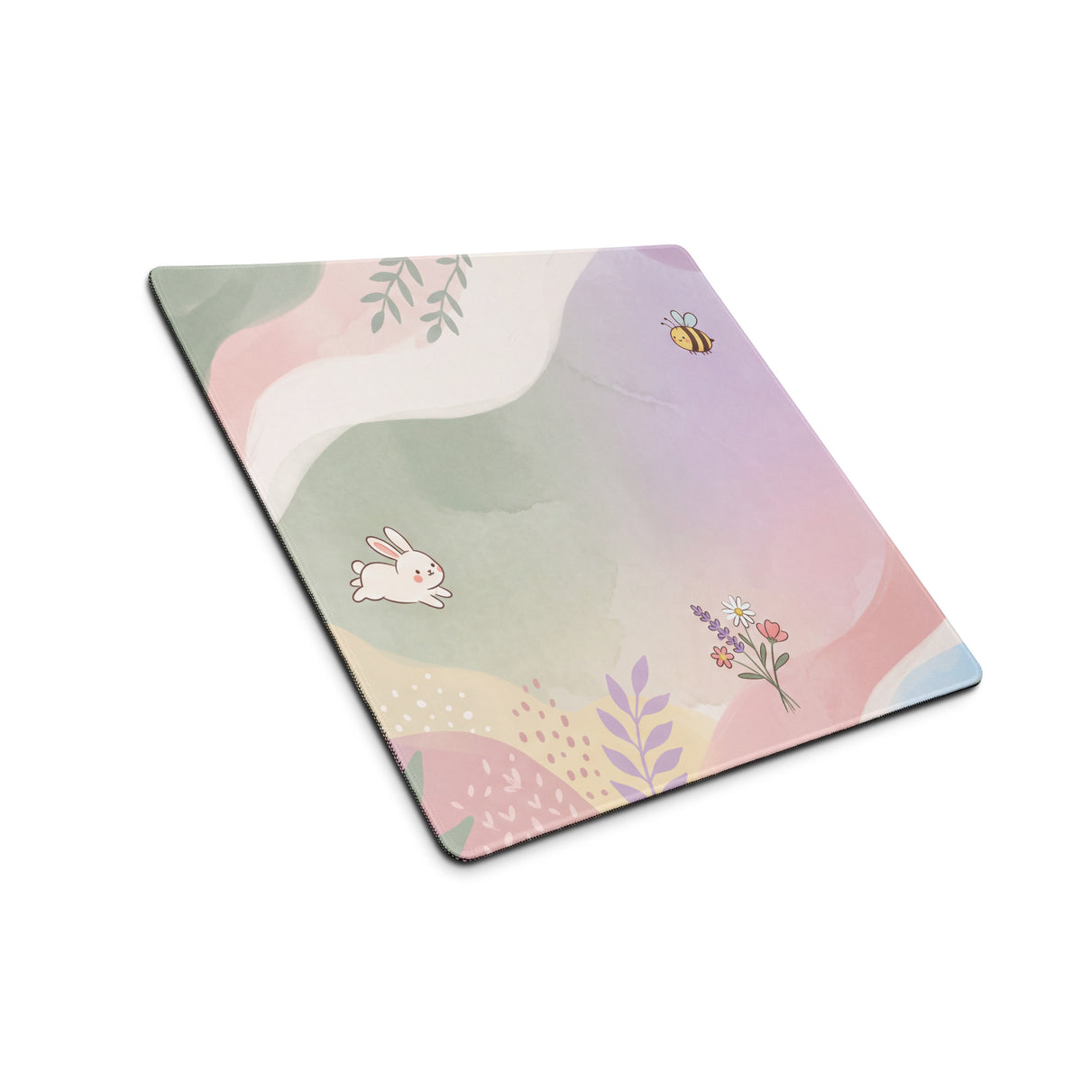 Pastel Floral Cute Gaming Mouse Pad With Bees