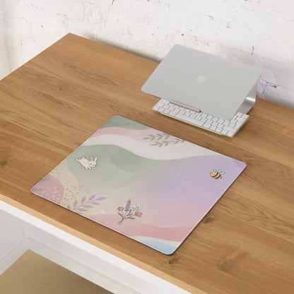 Pastel Floral Cute Gaming Mouse Pad With Bees