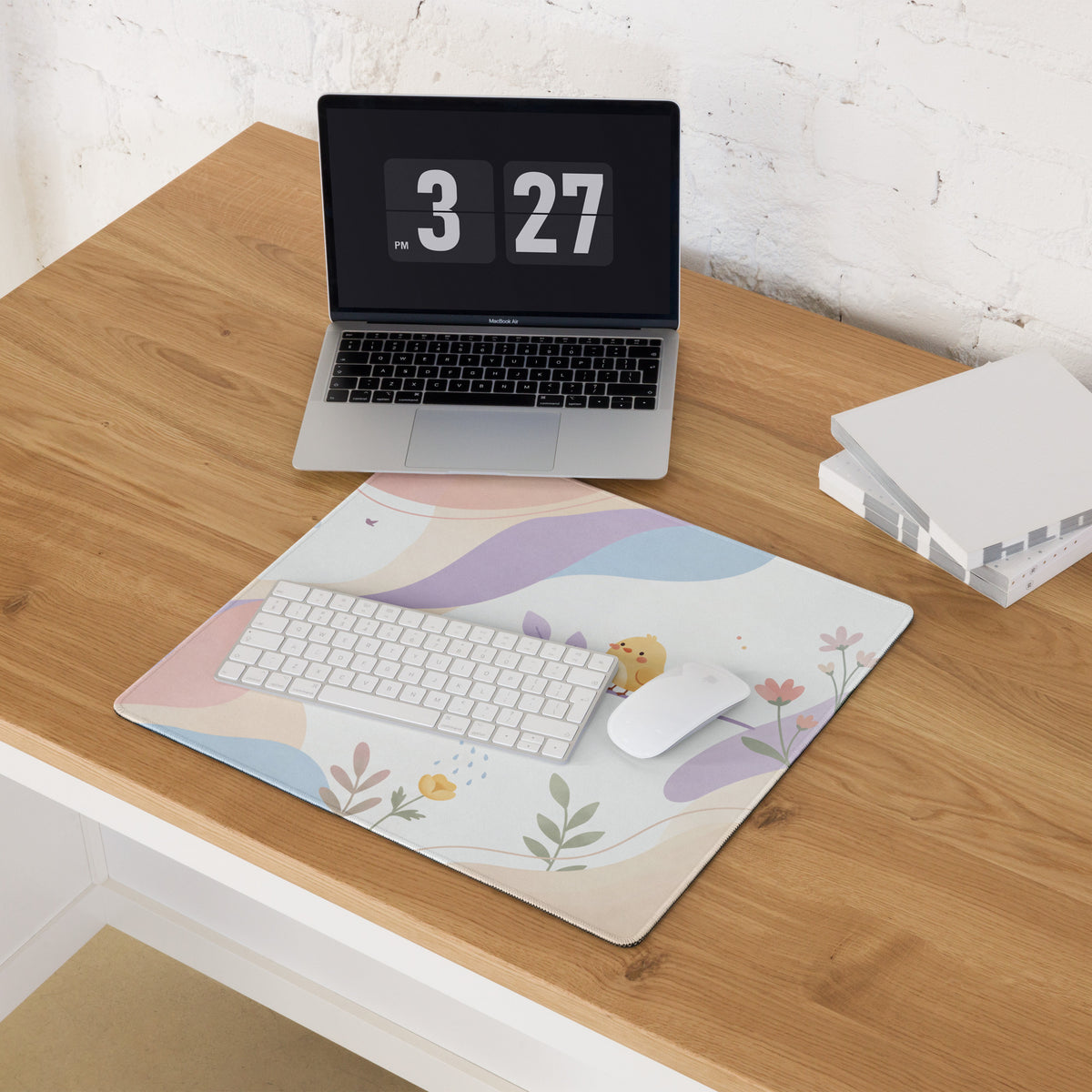 Cute Pink Rainbow Birds Gaming Mousepad