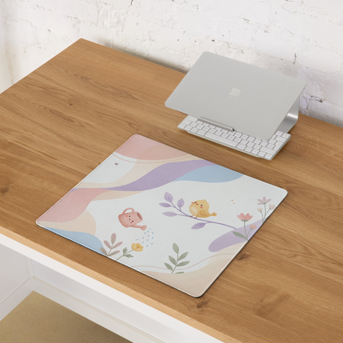 Cute Pink Rainbow Birds Gaming Mousepad