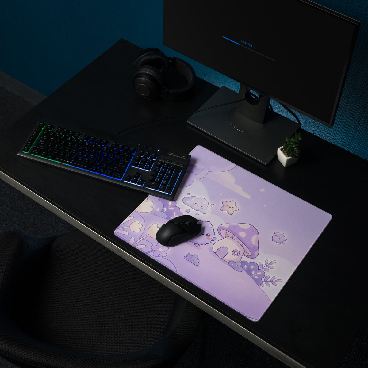Cute Purple Galaxy Girly Gaming Mouse Pad