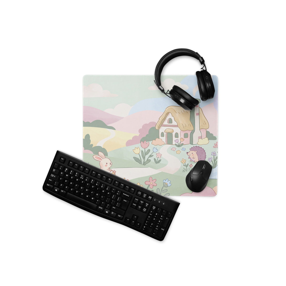 Pastel Cute Garden Mouse Pad With Soft Edges