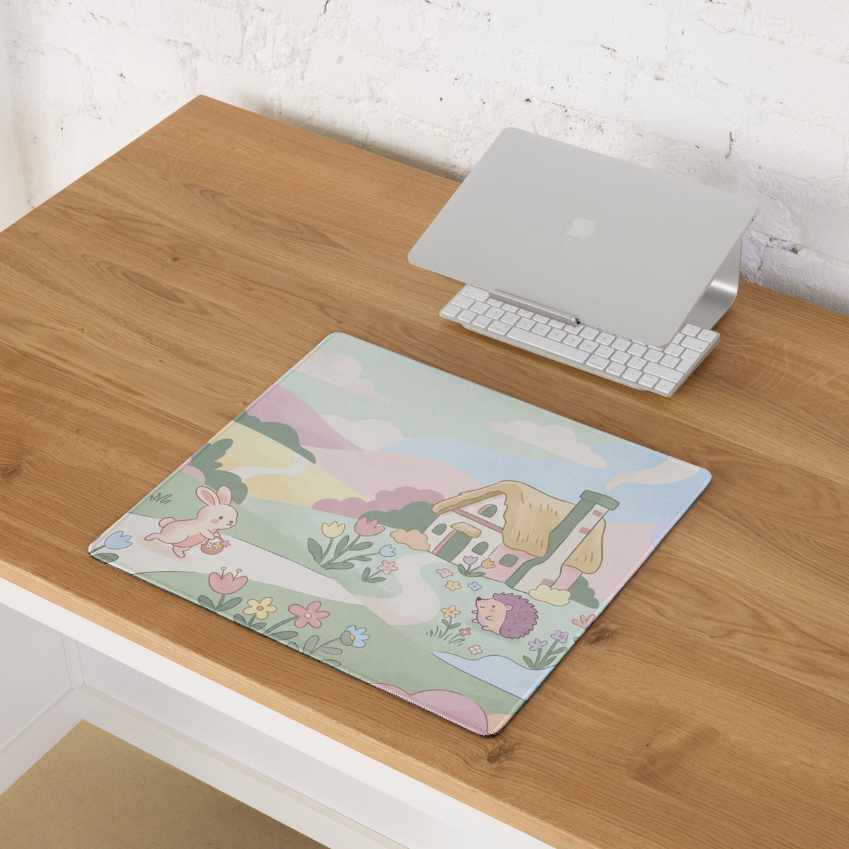 Pastel Cute Garden Mouse Pad With Soft Edges
