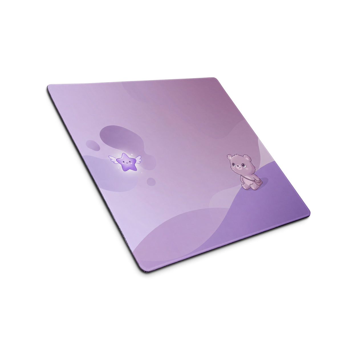 Purple Cute Gaming Mouse Pad With Clouds Stars Bear Design