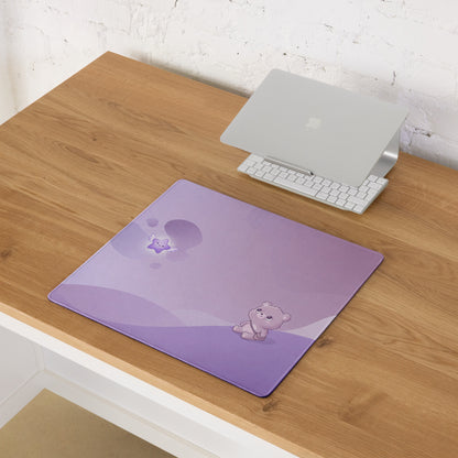 Purple Cute Gaming Mouse Pad With Clouds Stars Bear Design
