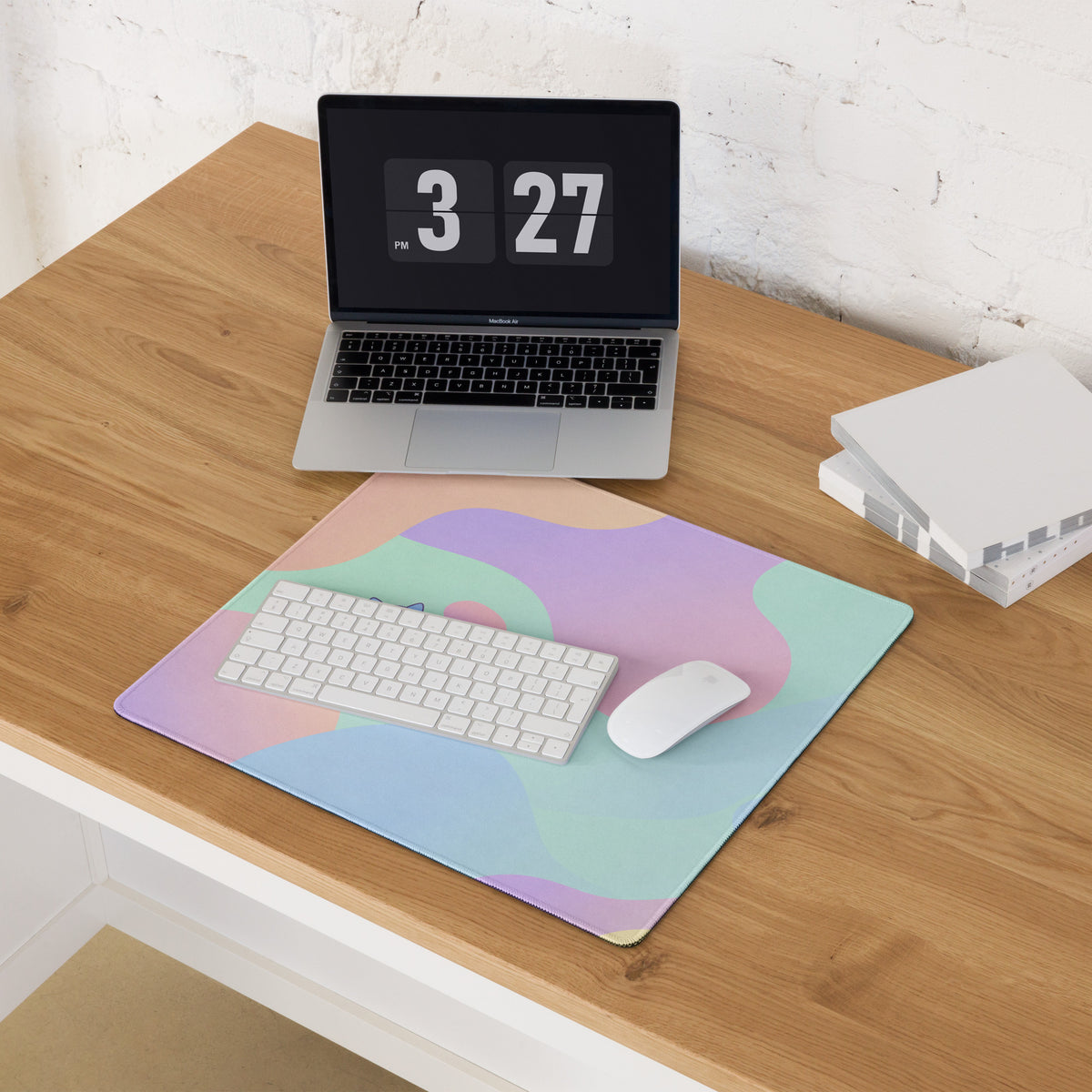 Pastel Cute Cat And Bird Gaming Mouse Pad