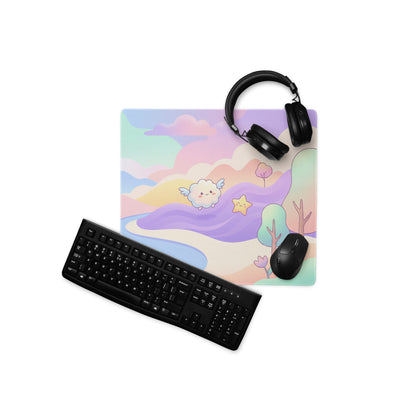 Pastel Rainbow Cute Gaming Mouse Pad With Clouds