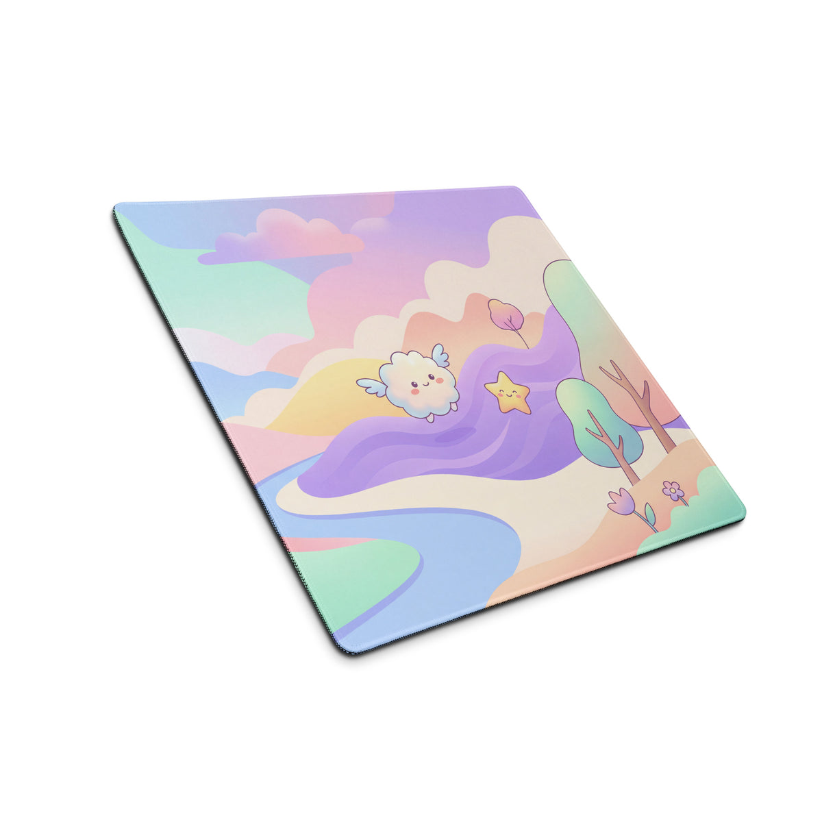 Pastel Rainbow Cute Gaming Mouse Pad With Clouds