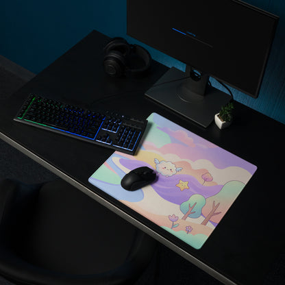 Pastel Rainbow Cute Gaming Mouse Pad With Clouds
