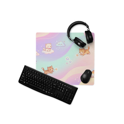 Pastel Cute Cats Rainbow Gaming Mouse Pad