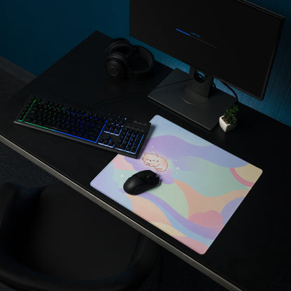 Pastel Cute Cats Gaming Mouse Pad Rainbow Clouds
