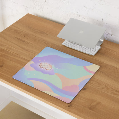 Pastel Cute Cats Gaming Mouse Pad Rainbow Clouds