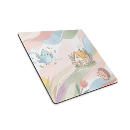 Pastel Rainbow Cute Gaming Mouse Pad With Cozy Scene