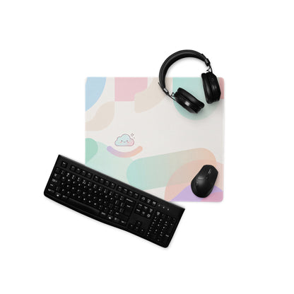 Pastel Cute Gaming Mouse Pad With Rainbow Swirls And Clouds