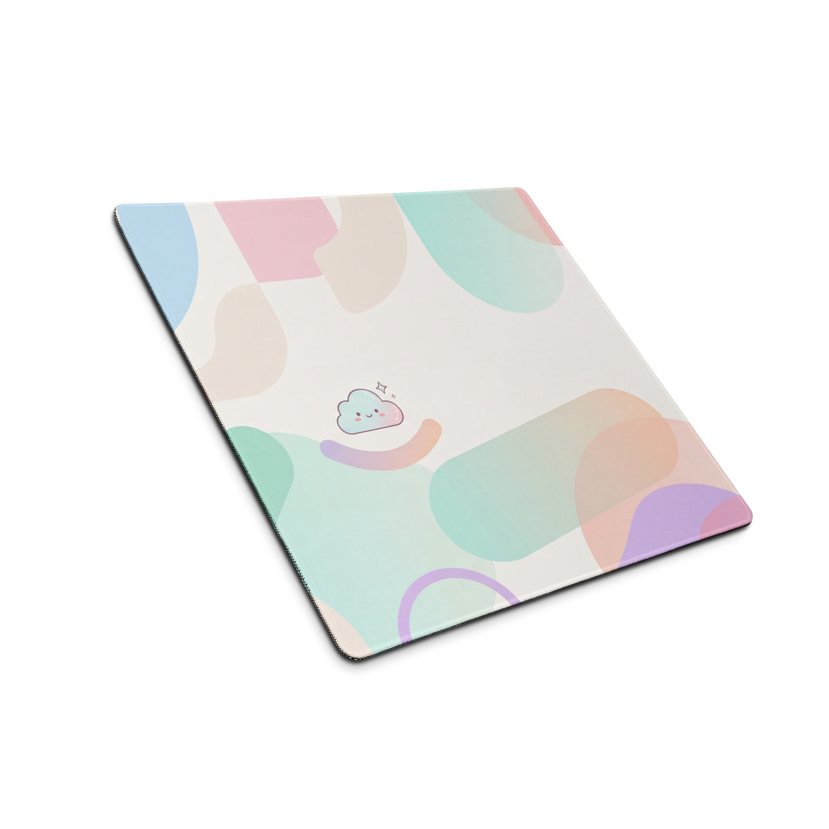 Pastel Cute Gaming Mouse Pad With Rainbow Swirls And Clouds