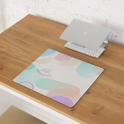 Pastel Cute Gaming Mouse Pad With Rainbow Swirls And Clouds