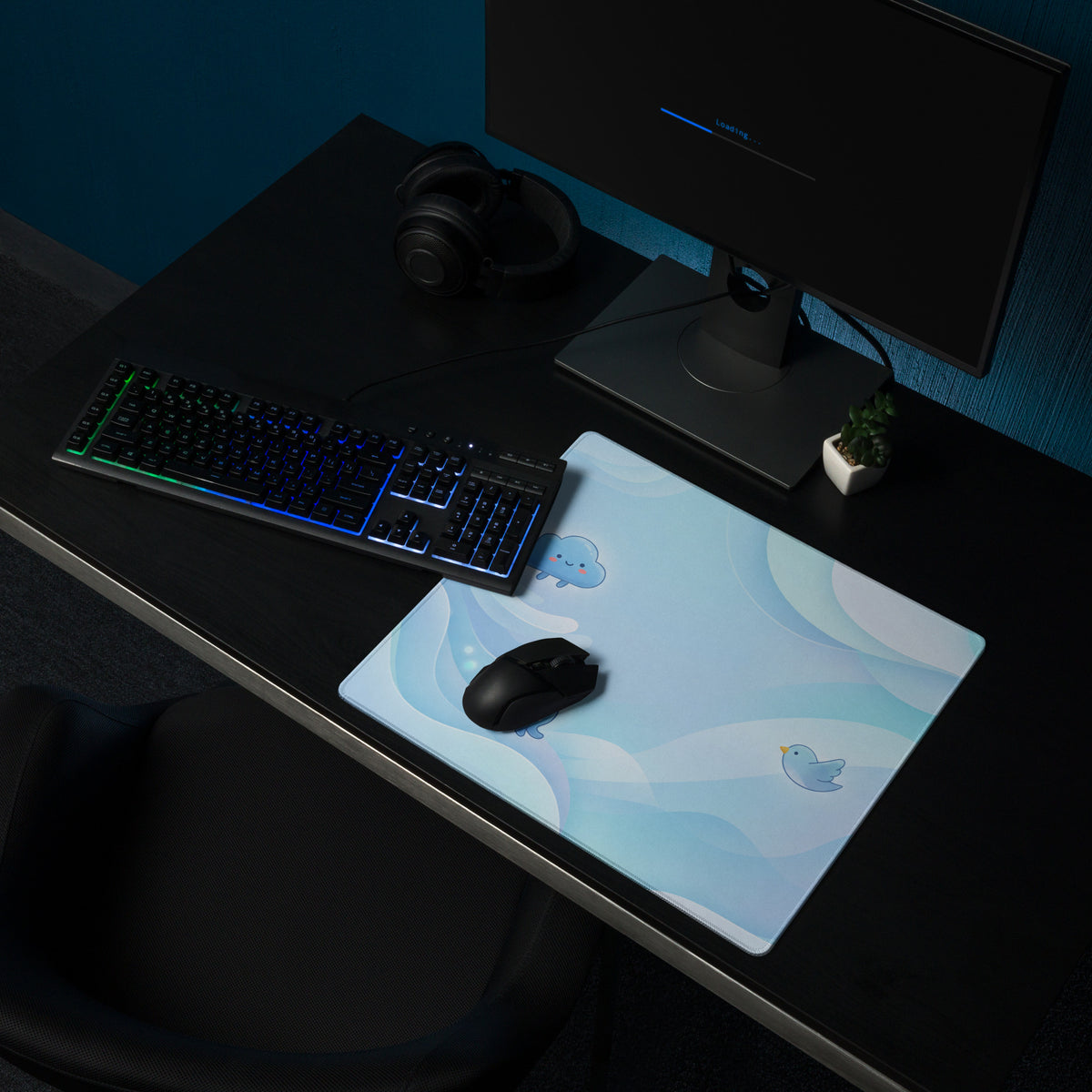 Pastel Blue Cute Cloud Gaming Mouse Pad