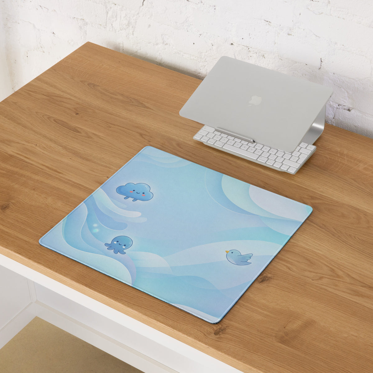 Pastel Blue Cute Cloud Gaming Mouse Pad