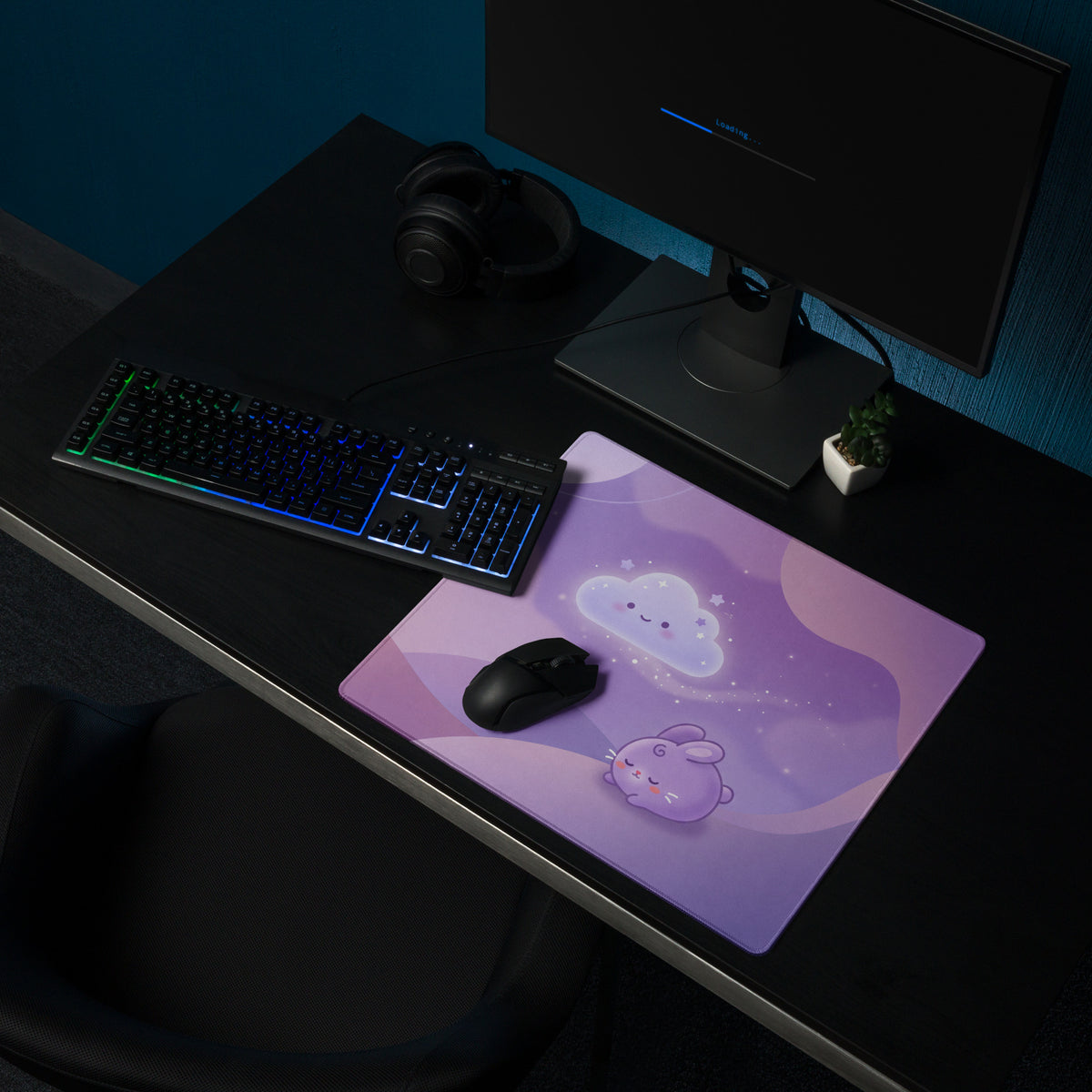 Lavender Galaxy Cute Mouse Pad With Clouds Butterflies