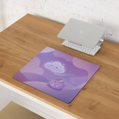 Lavender Galaxy Cute Mouse Pad With Clouds Butterflies