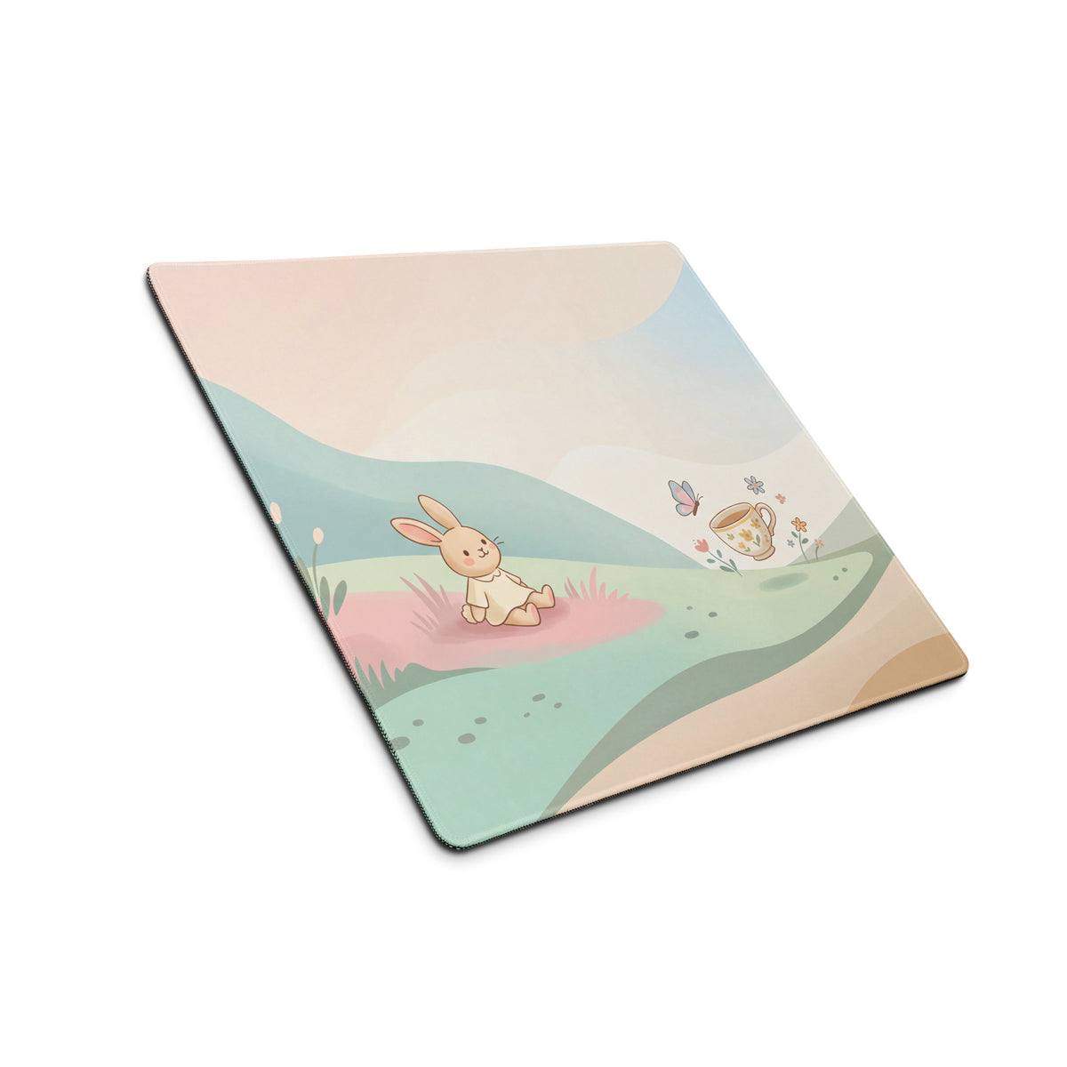 Pastel Cute Bunny Garden Mouse Pad