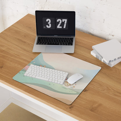 Pastel Cute Bunny Garden Mouse Pad