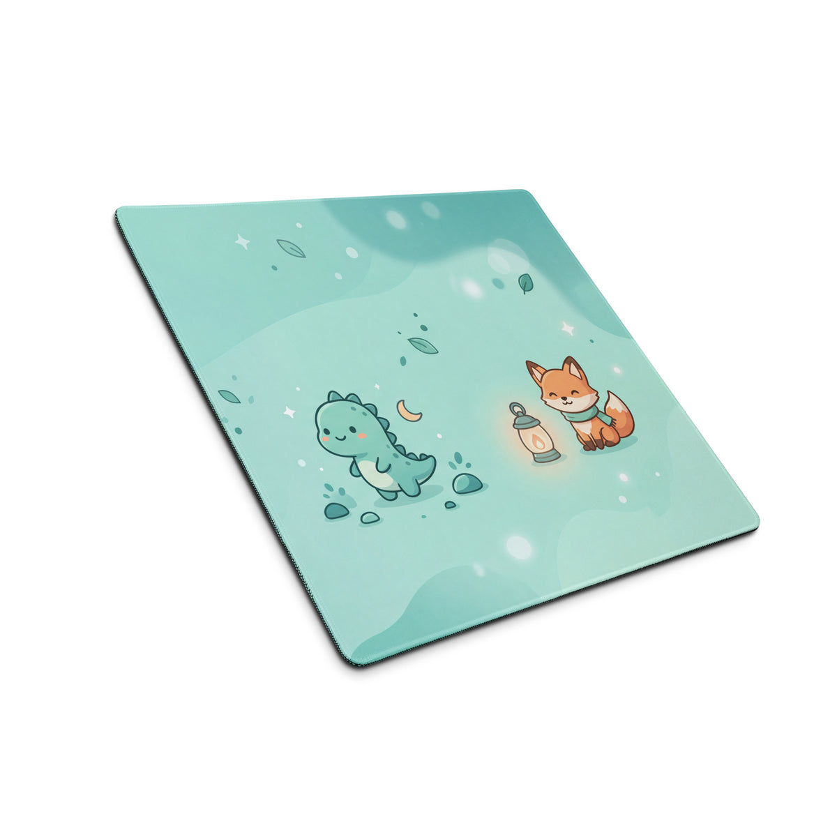 Cute Teal Galaxy Gaming Mouse Pad With Moon And Cloud Design
